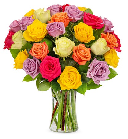 Assorted Bright Roses, 36-6 Stems