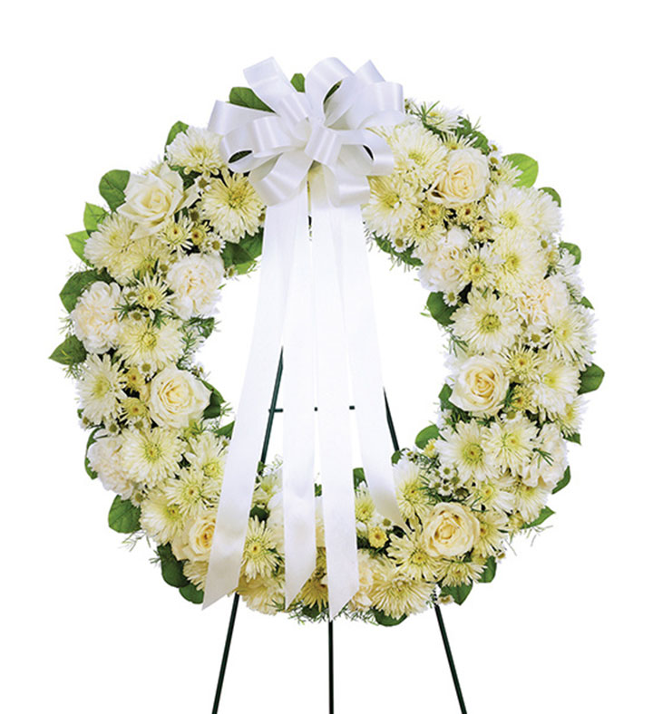 All White Round Standing Spray