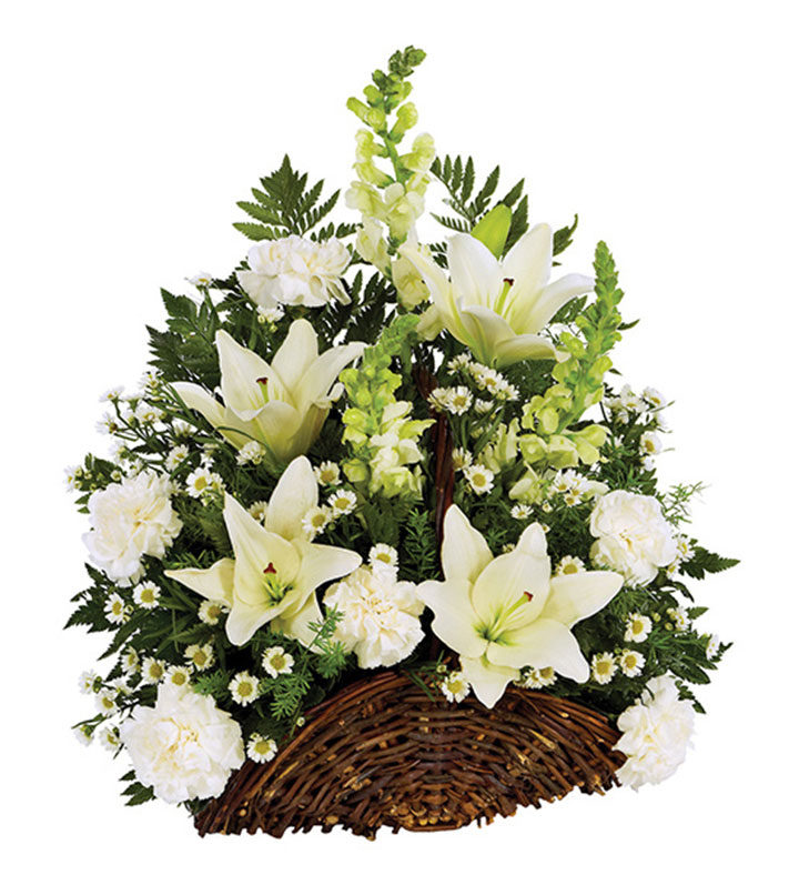 All White Fireside Sympathy Basket