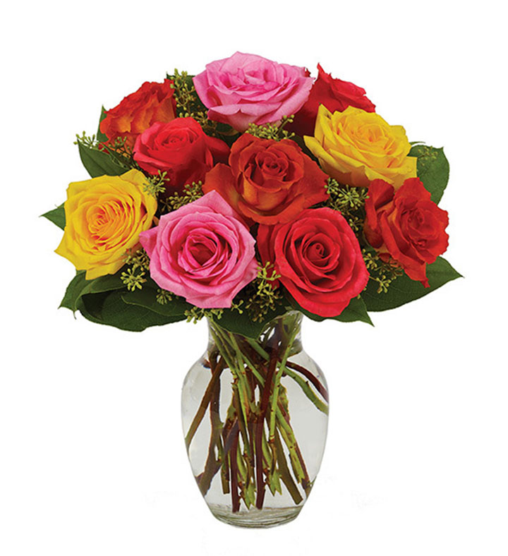 Assorted Bright Roses, 12 24 Stems