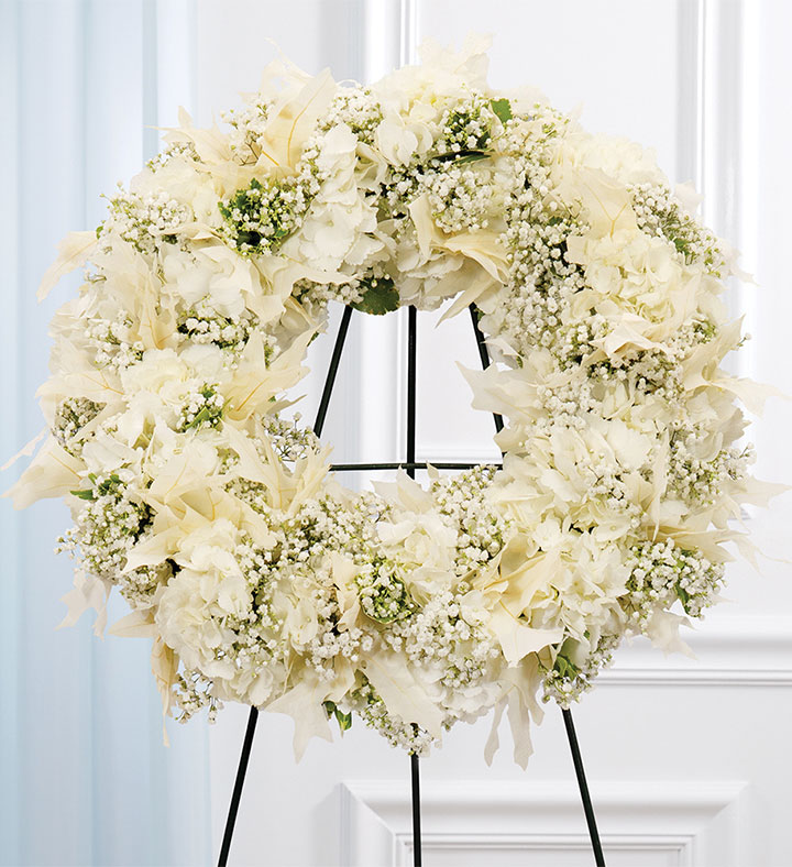 White Cremation Wreath